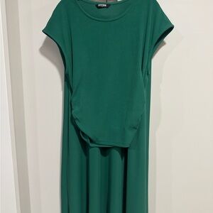 Green Two-Piece Ribbed Dress Set | Size Small | Flowy & Chic